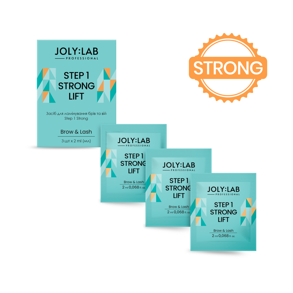 Step 1 Strong Набір засобів для ламінування брів та вій Joly:Lab 3 шт. х 2 мл