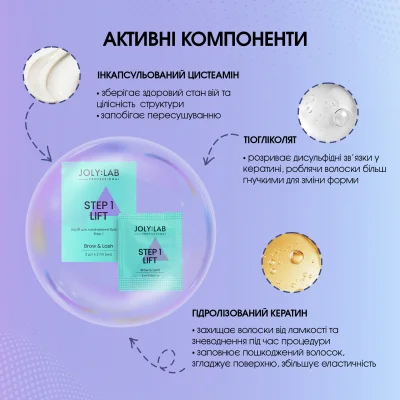 Step 1 Набор средств для ламинирования бровей и ресниц Joly:Lab 3 шт. х 2 мл